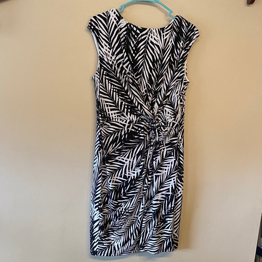 Ralph Lauren Monochrome Leaf Pattern Midi Dress
